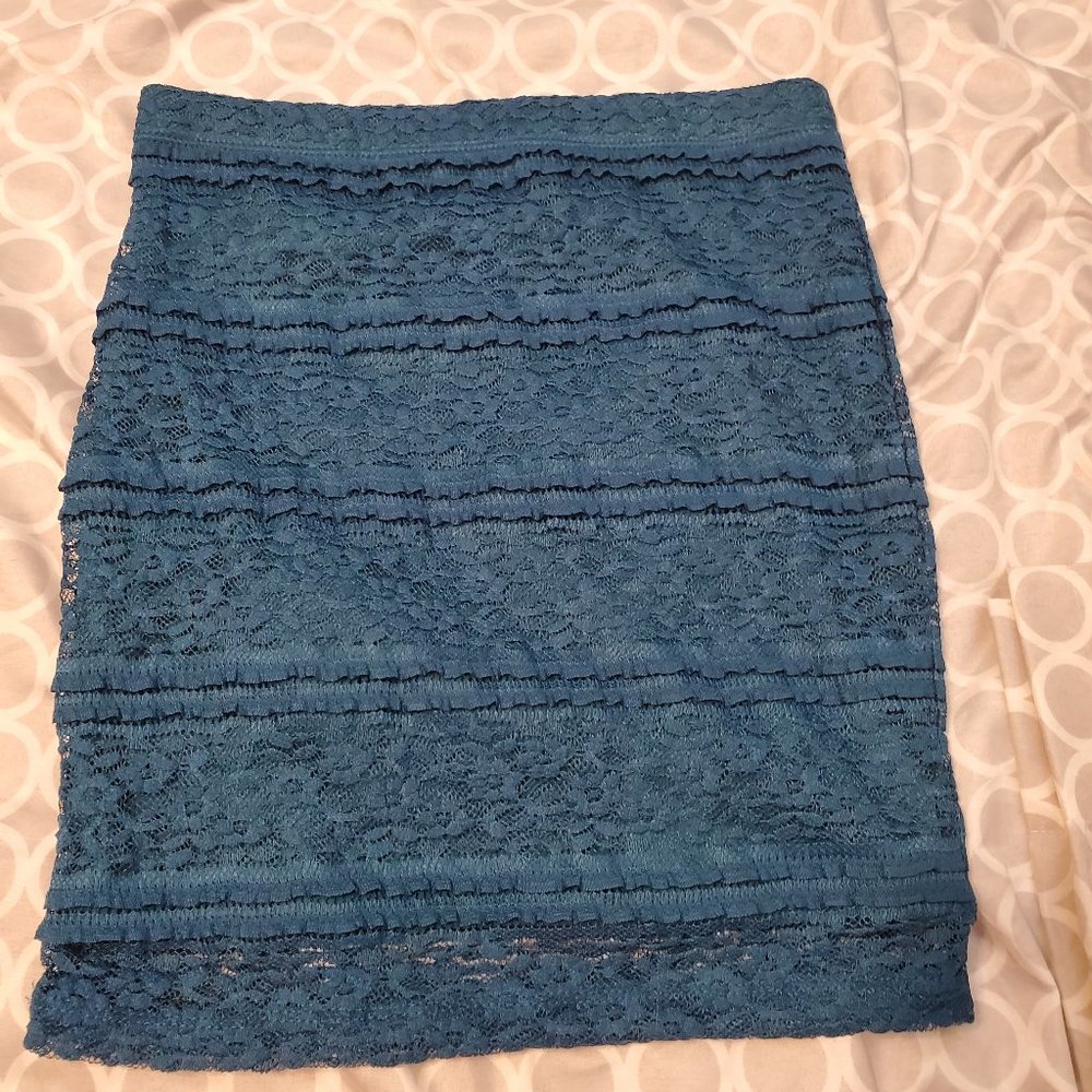 Teal, Lace Mini Skirt